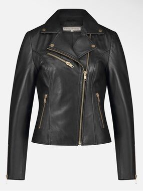 Amsterdam Heritage Women's Black Leather Asymmetric Moto Jacket